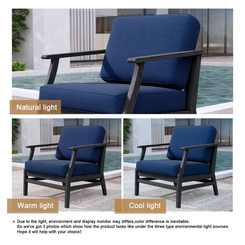 2 Set Patio Teak Wood Outdoor Chair with Cushions