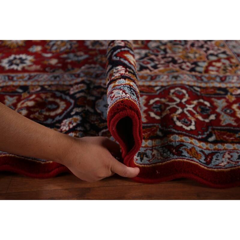 Red Traditional Kashan Turkish Area Rug Machine Made Oriental Carpet - 9'9" x 12'10"