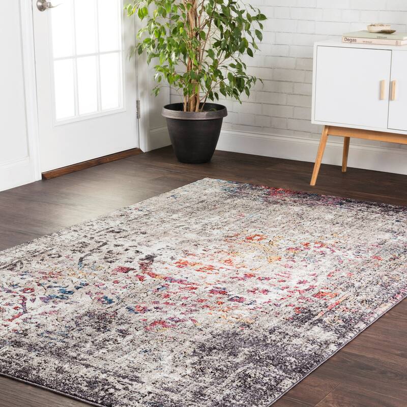 Alexander Home Athens Medallion Abstract Modern Distressed Area Rug - 12' x 15' - Granite/Multi