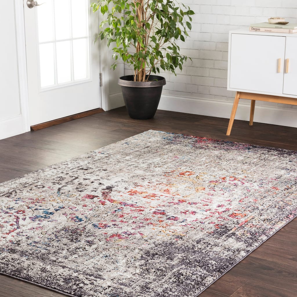 Alexander Home Athens Medallion Abstract Modern Distressed Area Rug