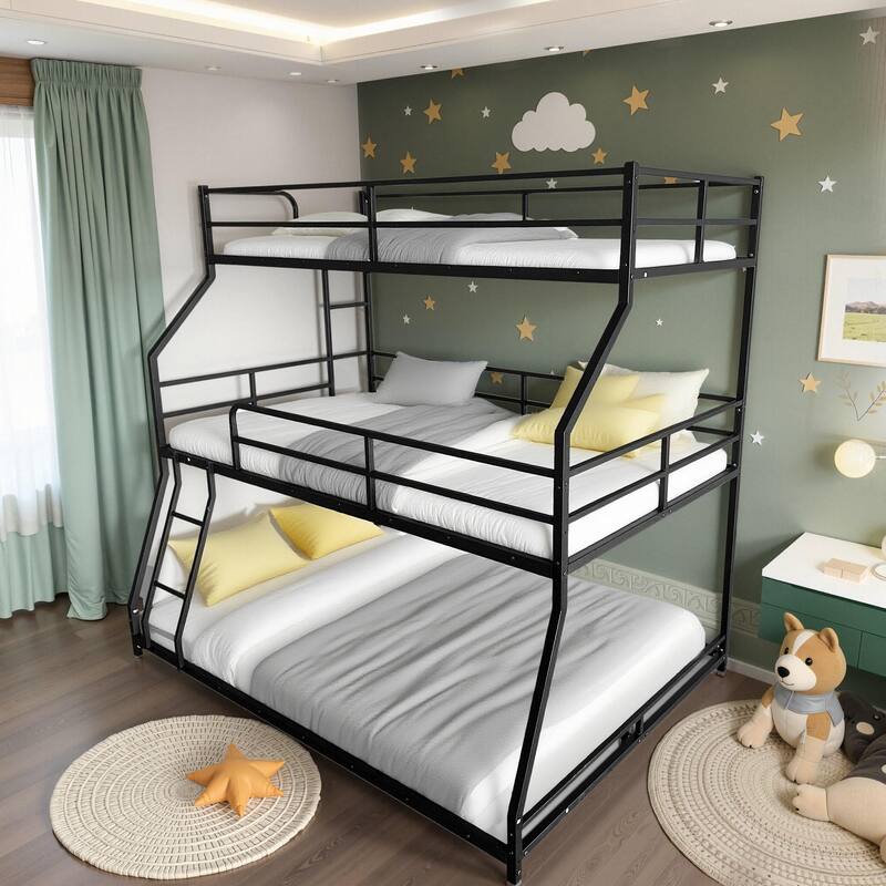Triple Bunk Bed with Ladders & Guardrails, Space-Saving, Easy Assembly, Modern Design, Safety Guaranteed