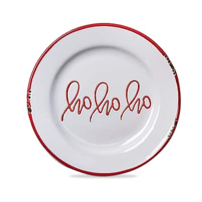 Ho Ho Ho Christmas Appetizer Plates Set of 4 Multicolor Ceramic Dishwasher Safe 7.4 Inch Diameter