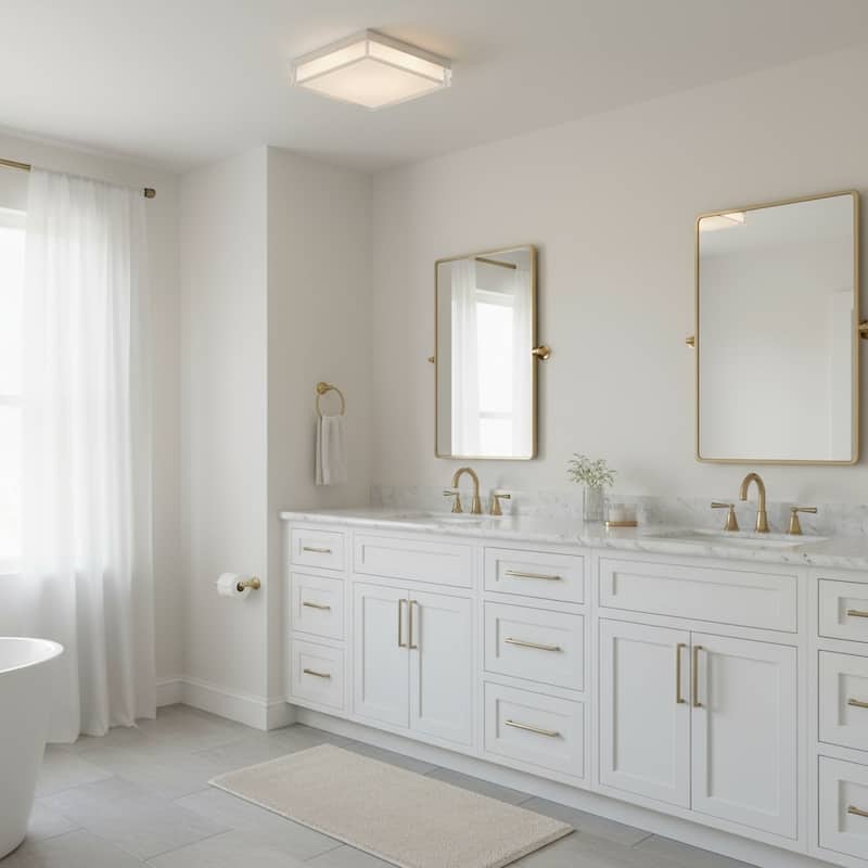 11 Inch Square Flush Mount Integrated LED Light Dimmable 3 Color Temperatures Acrylic Diffuser