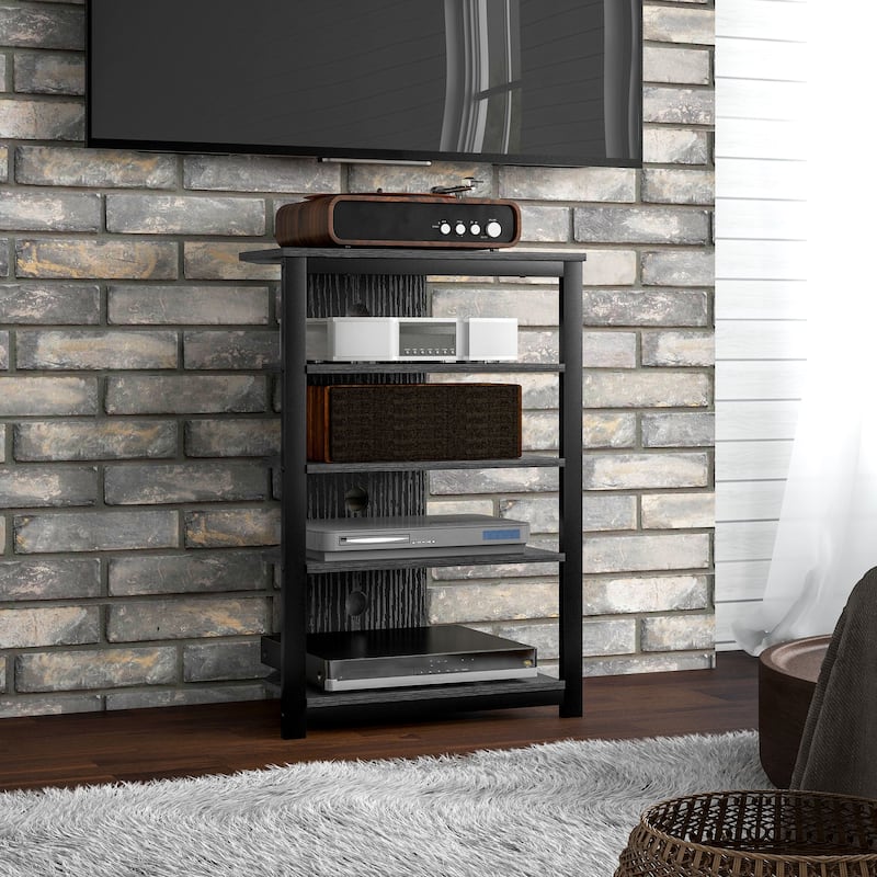 Corner TV Stand with 4 Shelves RGB LED Lighting Steel Frame and Cable Management for Living Room Storage