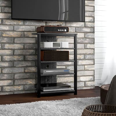 HOMCOM Media Stand with LED 4-Tier Audio Rack AV Media Corner Shelf with Cable Management