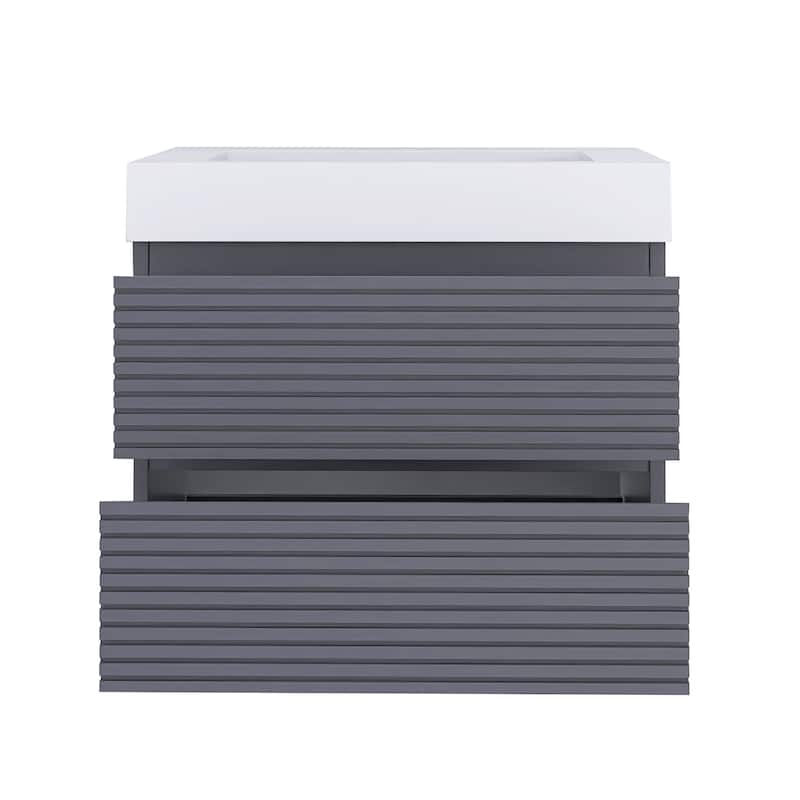 Wall-Mounted Bathroom Vanity in Gray with Undermount Sink without Faucet