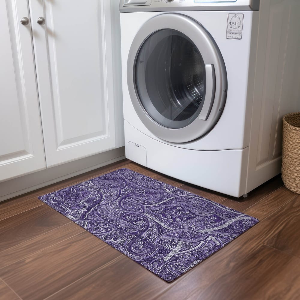Machine Washable Indoor/ Outdoor Chantille Traditional Paisley Rug