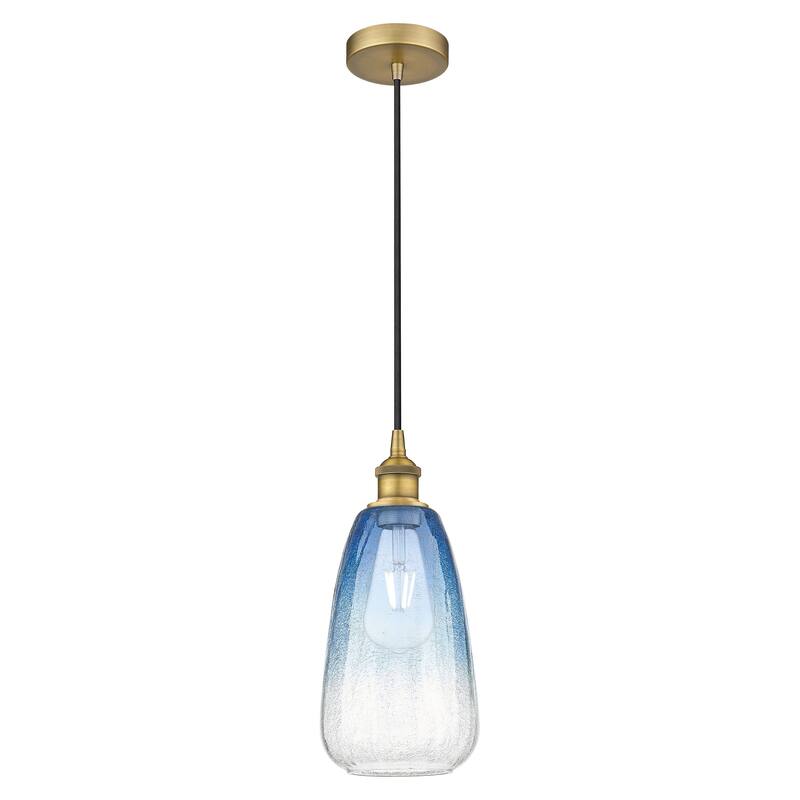 Innovations Lighting Endless Possibilities Edison - Brookhaven Almond - 1 Light 6" Cord Hung Mini Pendant - Brushed Brass/Sapphire Blue