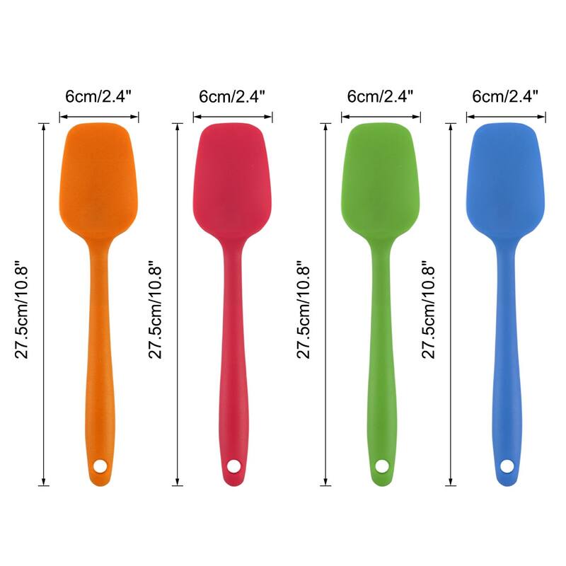 4pcs Silicone Spatula Heat Resistant Flipping Turner Non Stick Spatula - 10.8" x 2.4", 4pcs