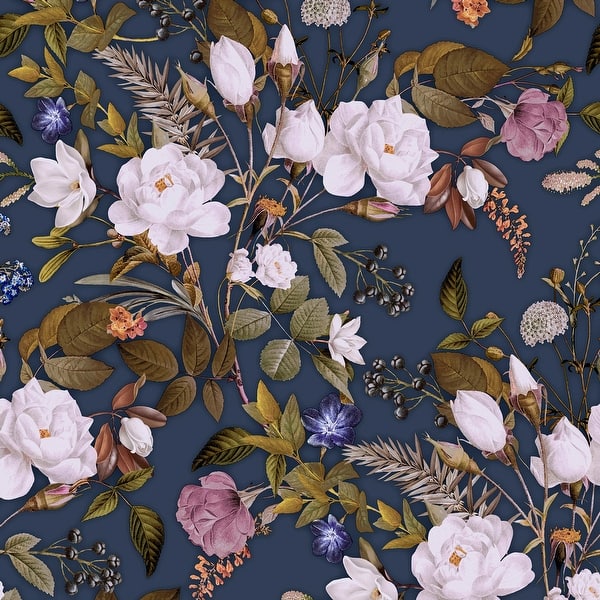 slide 2 of 4, Transform English Garden Navy Peel & Stick Wallpaper