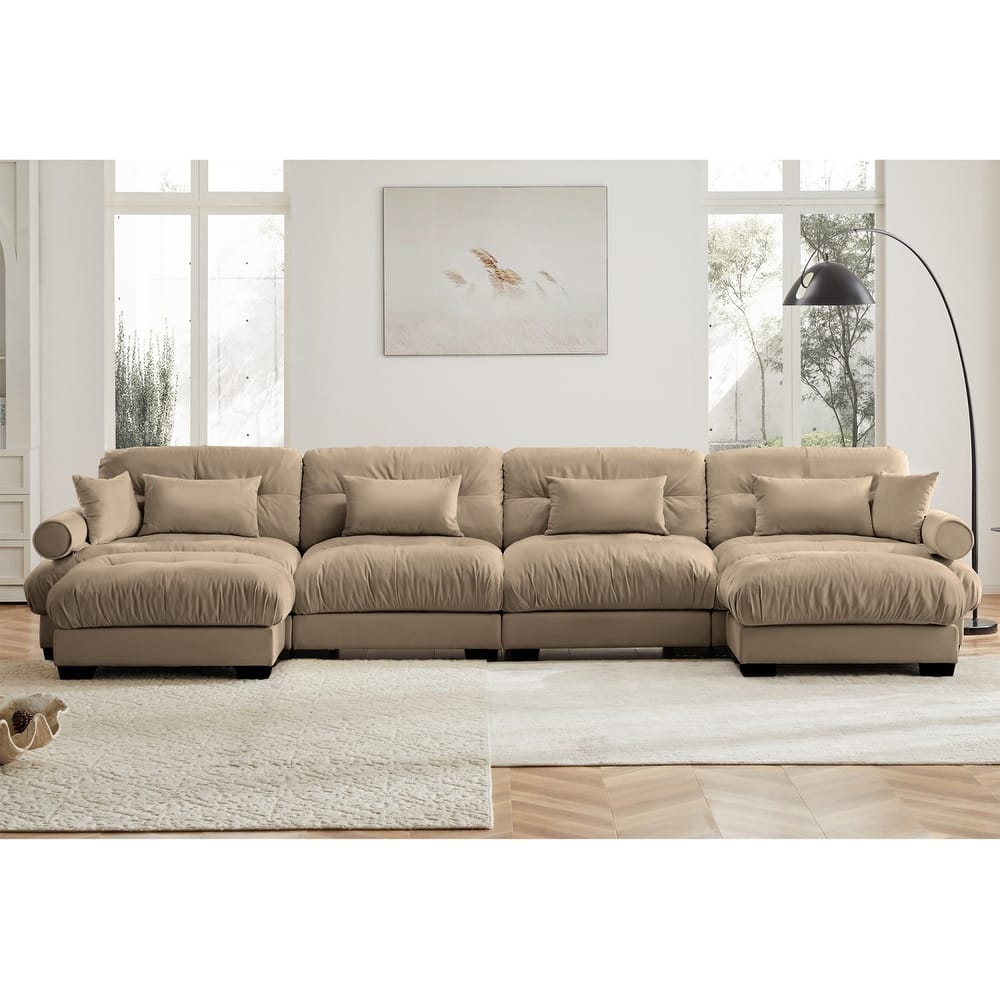 166" Modular U-shaped Sectional Sofa Cloud Couch with Movable Ottomans