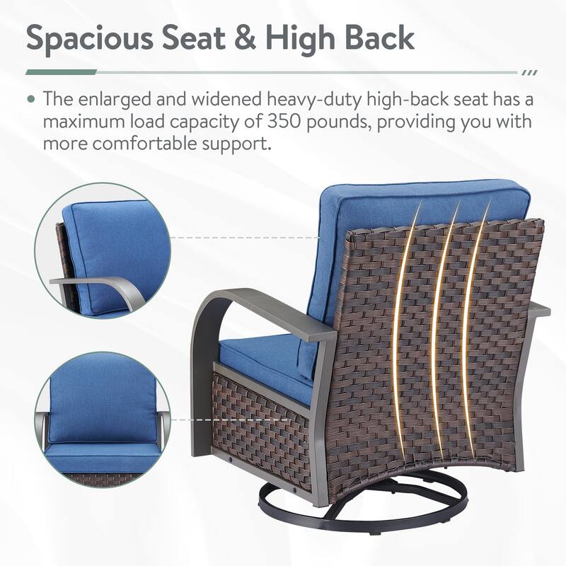 Outdoor Sofa with 2 Swivel Chair, 2 Patio Chair and Ottoman Furniture