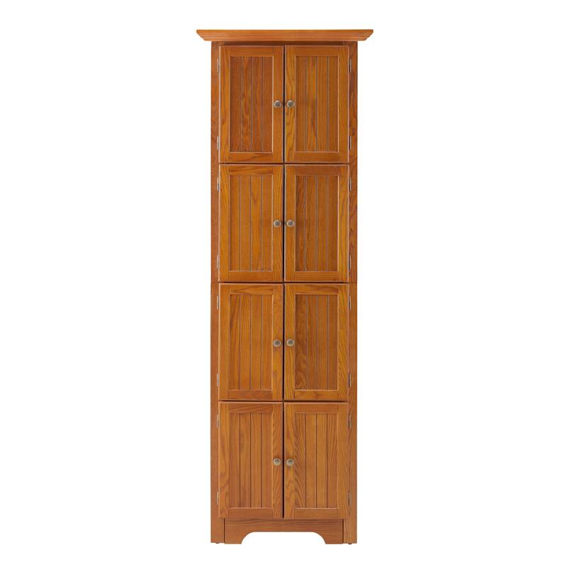 4-Tier Corner Kitchen Pantry Storage Cabinet with 8 Doors and Adjustable Shelves for Efficient Organization