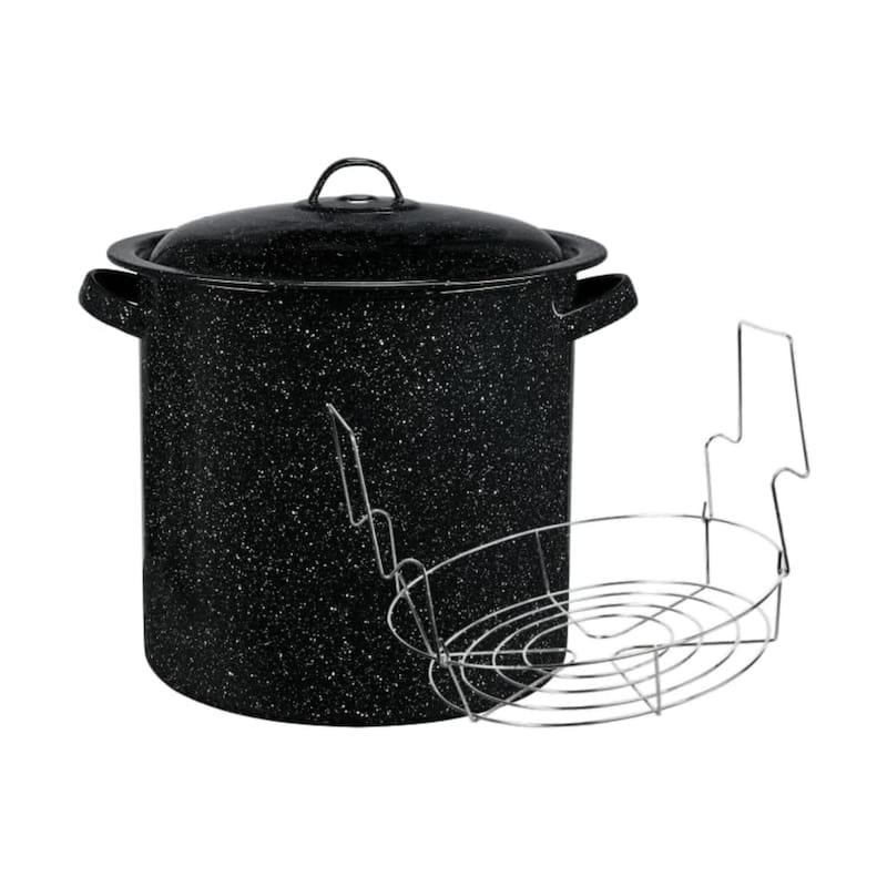 Granite Ware Speckled Black Waterbath Canner with Jar Rack - 8 Qt