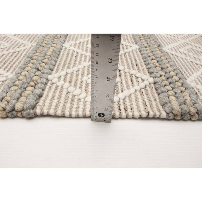 ECARPETGALLERY Braid weave Sienna Khaki Wool Rug - 5'0 x 8'2