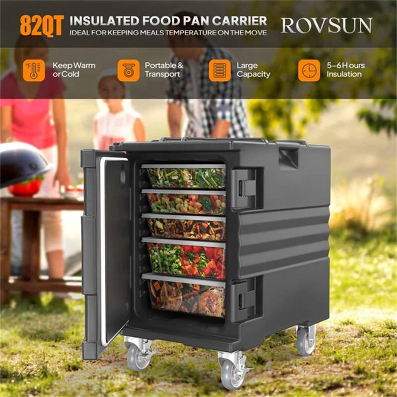 82 QT Insulated Food Pan Carrier with Lockable Wheels