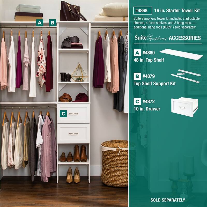ClosetMaid SuiteSymphony Starter Closet 16-inch Wide Tower Kit