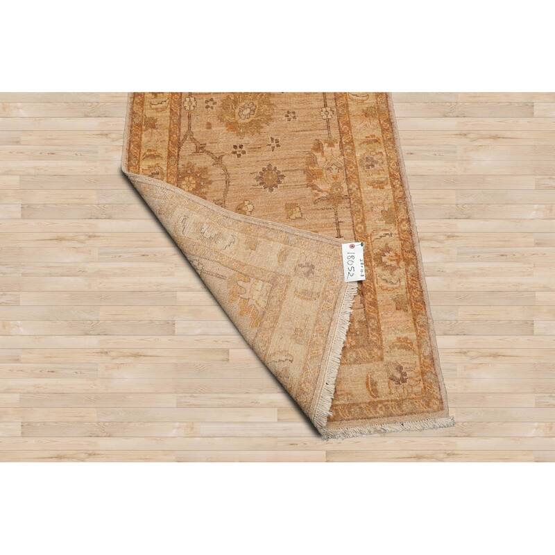 Runner Hand Knotted Tan Wool Peshawarr Traditional Oriental Area Rug - 2' 8'' x 10' 8''