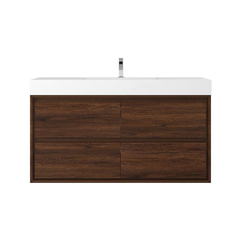 Morava 48" Floating Vanity with Single Sink - 48 - Rosewood