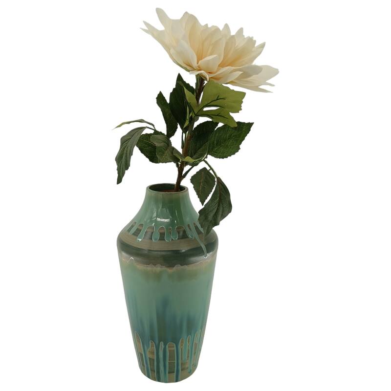 Ceramic Stoneware Decorative Vase with Glossy Drip Glaze Finish