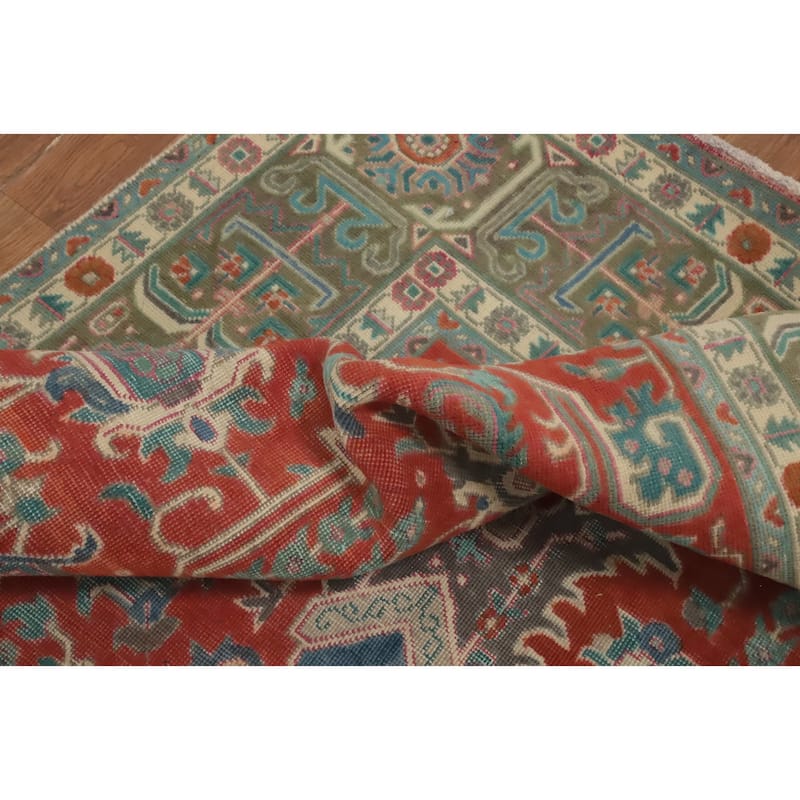 Hand Knotted Oriental 100% Wool Carpet Traditional Floral Red Tabriz Area Rug - 9' 8'' X 6' 6''