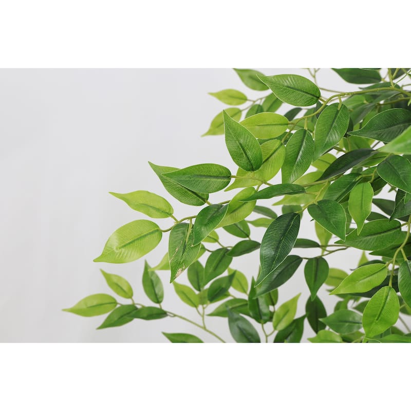 7ft Tall Artificial Banyan Tree With Natural Trunk And Realistic Silk Leaves, Large Imitation Potted Green Plant, 1pc/Set