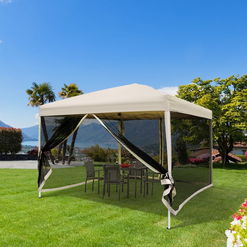 10'x10' Pop Up Canopy Tent with Netting, Instant Screen Room, Adjustable Height, Portable for Outdoor Events