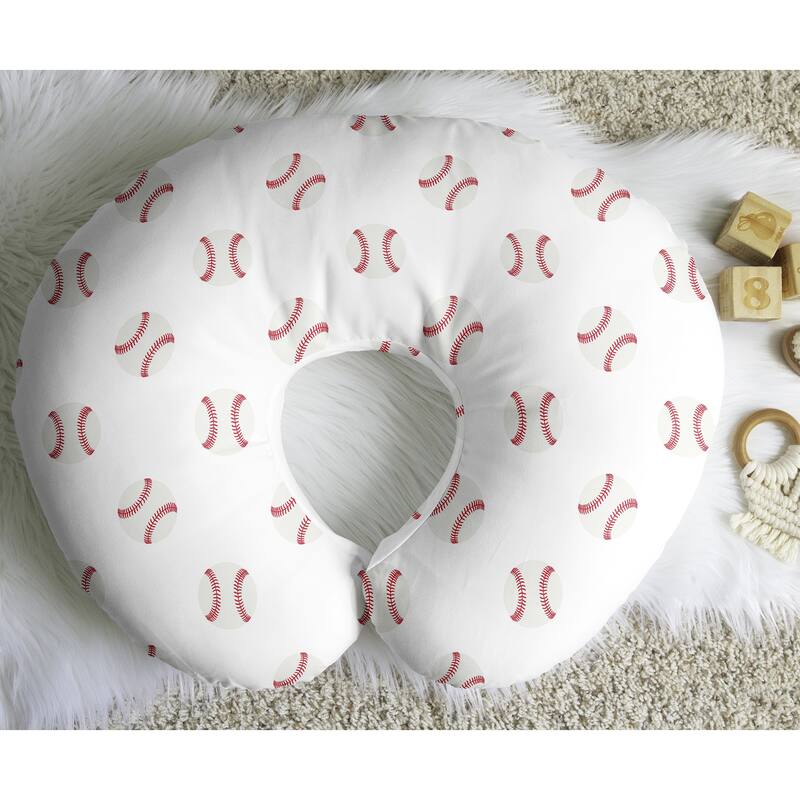 Sweet Jojo Designs Baseball Sports Nursing Breastfeeding Pillow Cover Case (Pillow Not Included) Red and White Americana