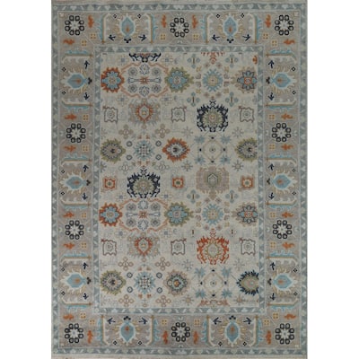 Oushak Indian Area Rug Handmade Beige Wool Carpet - 9'0" x 12'1"
