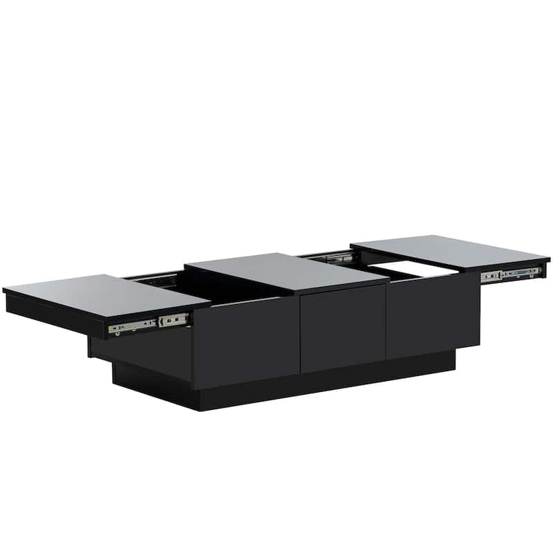 Stylish Coffee Table with 2 Storage Compartments, 2 Drawers and Sliding desktop, for Living Room, Black