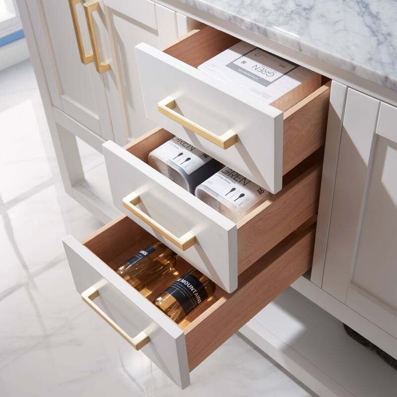 Altair Remi Double Bathroom Vanity Set Carrara White Marble Top