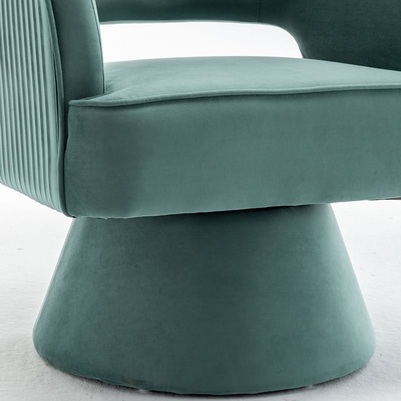 SEYNAR Modren Velvet 360 Degree Swivel Accent Arm Barrel Chair Set of 2 for Living Room