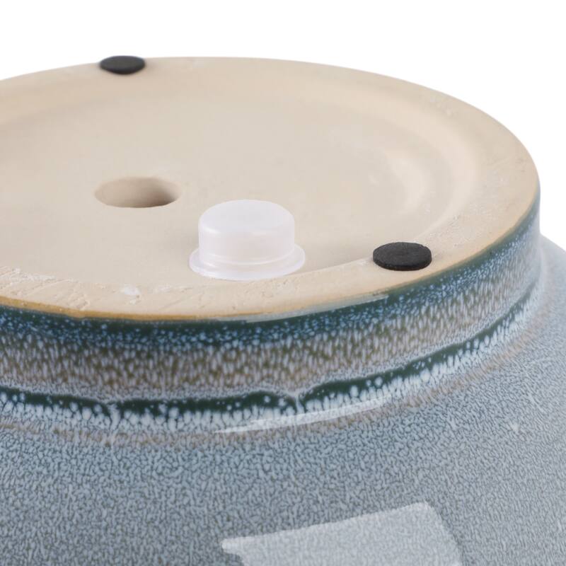 Stoneware Planters Drainage Holes and Glossy Glazed Finish (Set of 2)