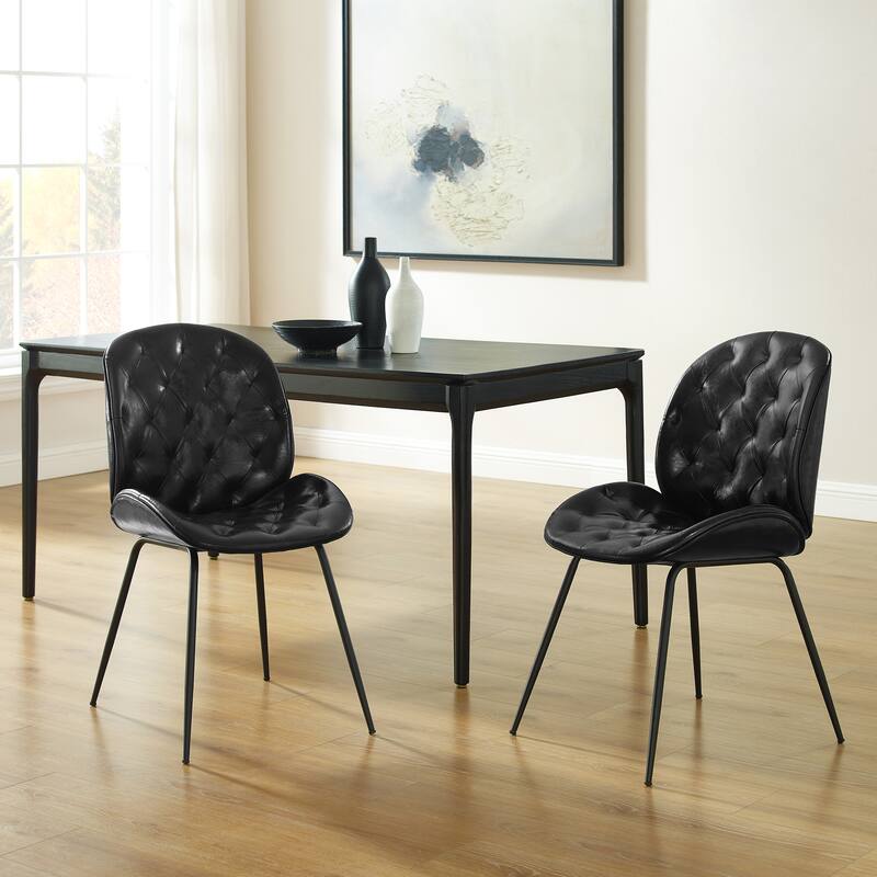 Art Leon Mid-Century Tufted Style Dining Chair in Beetle Shape Design