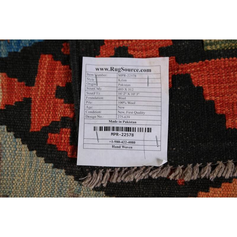 Kilim Oriental Large Area Rug Flatweave Wool Carpet - 10'3" x 16'2"