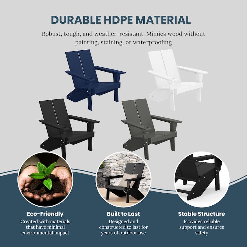 Coastin Modern Poly Adirondack Chair (Set of 4), Black