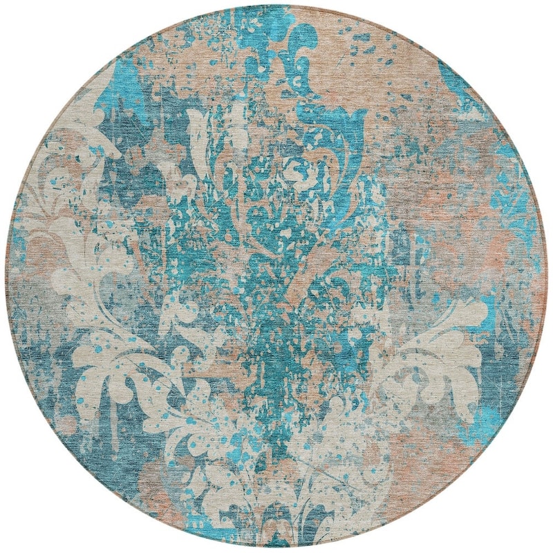 HomeRoots Damask Transitional Rectangle Outdoor Rug