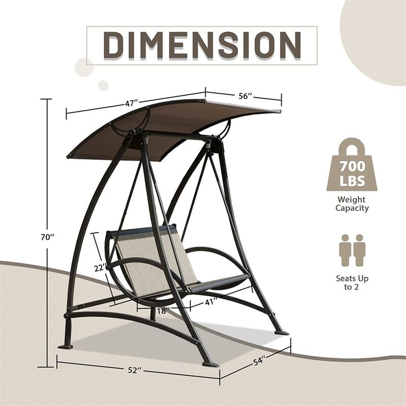 GDFStudio - Bella Outdoor Adjustable Patio Swing Chair with Steel Frame and Canopy