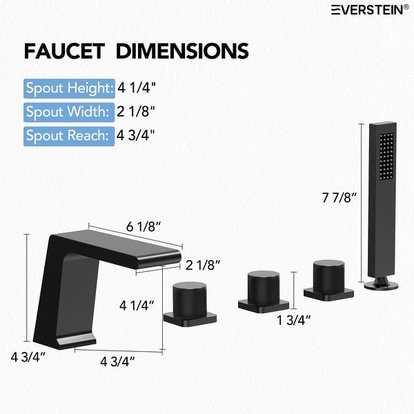dimension image slide 0 of 4, Roman Tub Faucet with Handheld Shower 3-Handle Deck Mount Bathtub Faucet Set