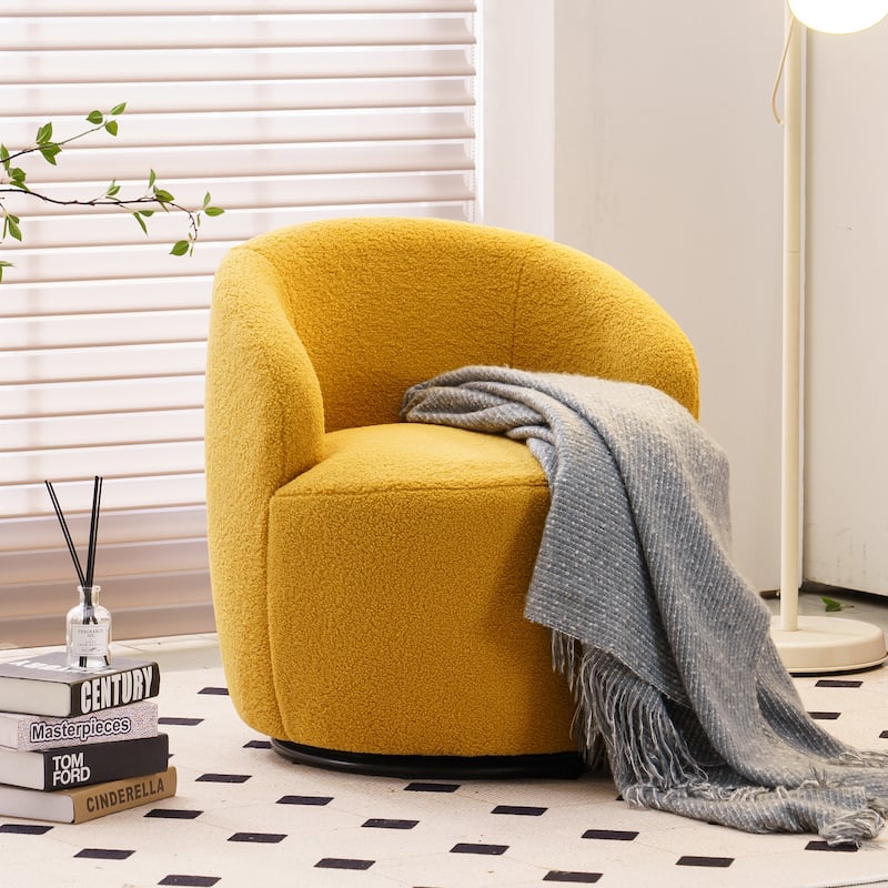 Teddy Fabric Swivel Accent Armchair Barrel Chair