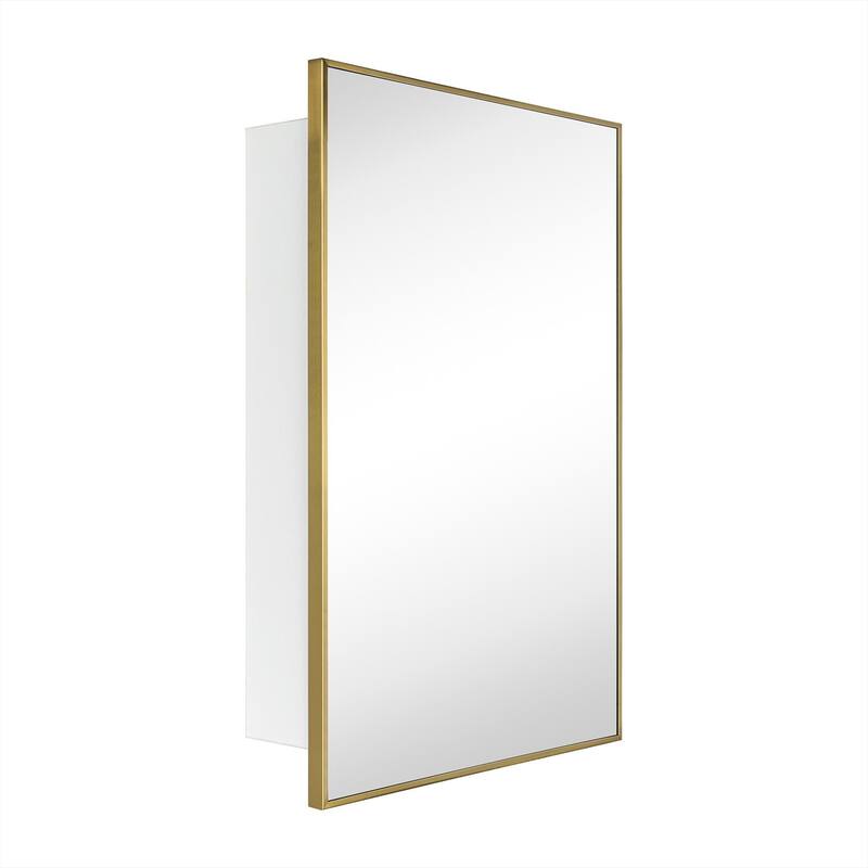 TEHOME Velin Recessed and Surface Mount Bathroom Medicine Cabinet with Mirror Square Cornered Metal Framed Rounded Rectangle
