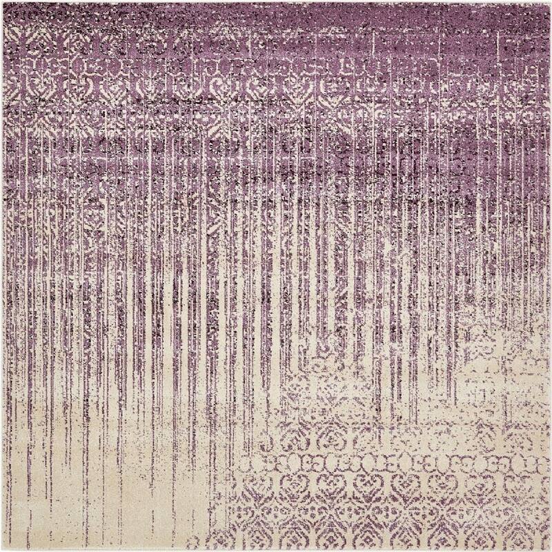 Contemporary Weby Collection Area Rug - 8' Square - Purple