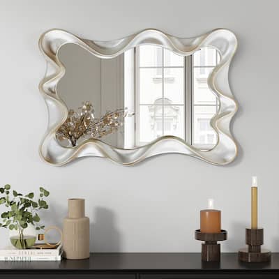 Large Asymmetrical Silver Wall Mirror - 35.4"×27.6"