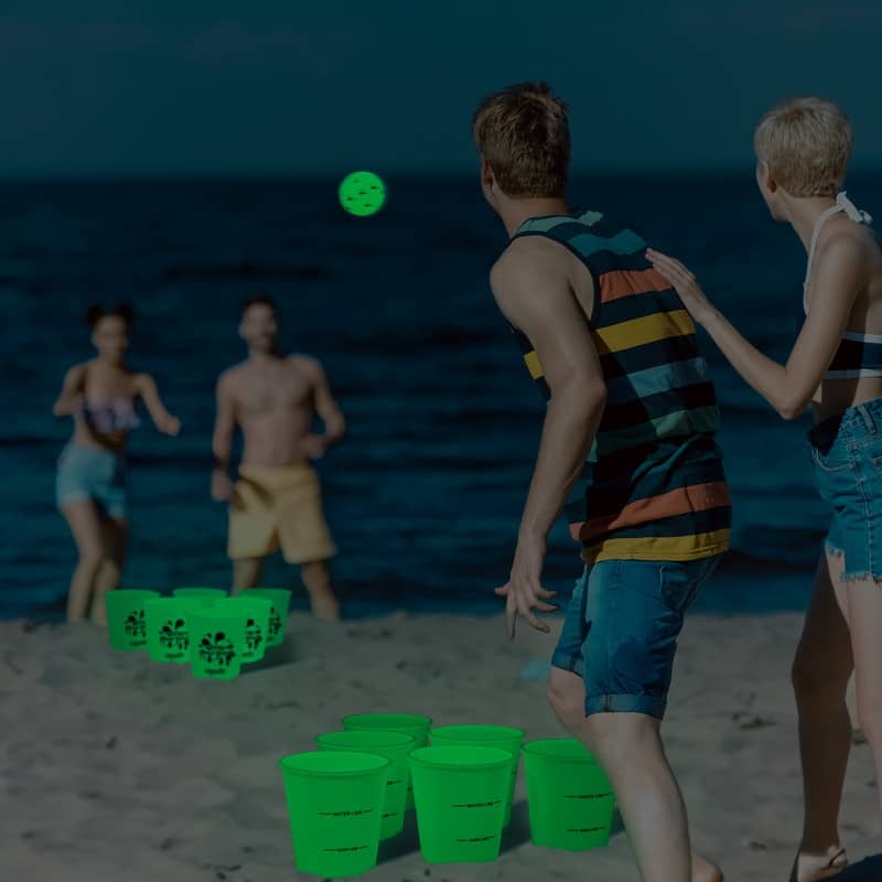 ROPODA Giant Yard Pong,Yard Games with Durable Buckets and Balls, Glow in The Dark - Large