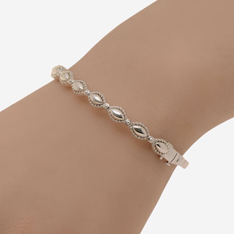 Charles Krypell Firefly Sterling Silver and 14K White Gold Bangle Bracelet - 6.5