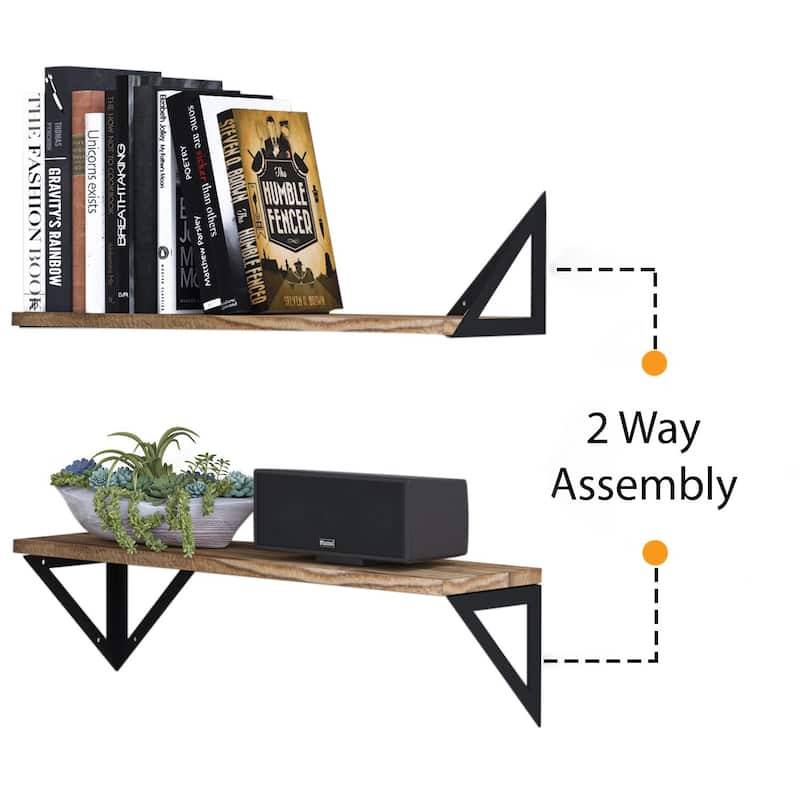 Wallniture Minori Wood Floating Shelves for Wall, Rustic Shelves, Set of 4