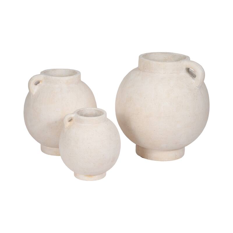 Handcrafted Terracotta Pottery Round Vase Modern Visual Interest
