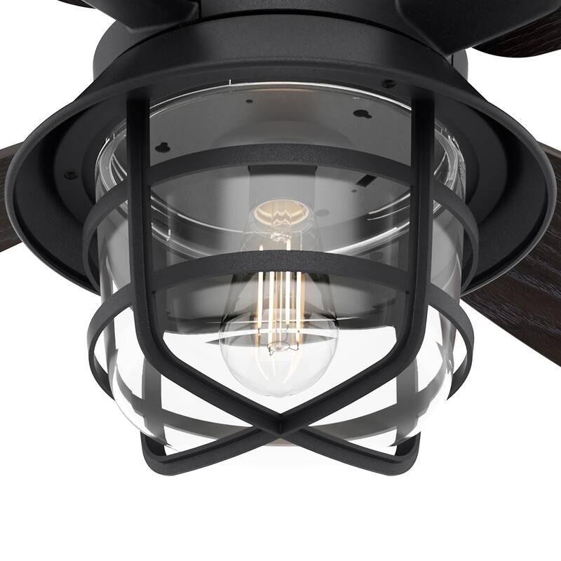 Hunter 52" Port Royale Outdoor Ceiling Fan with LED Light Kit and Handheld Remote, Damp Rated