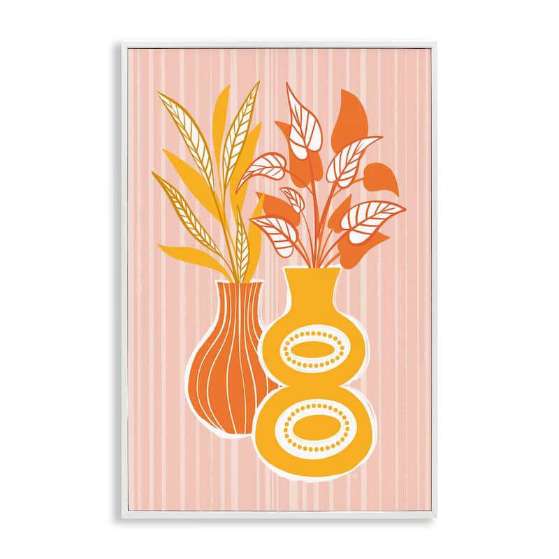 Stupell Orange & Yellow Vases Framed Giclee Art Design By Martina Pavlova - 16 x 24 - White