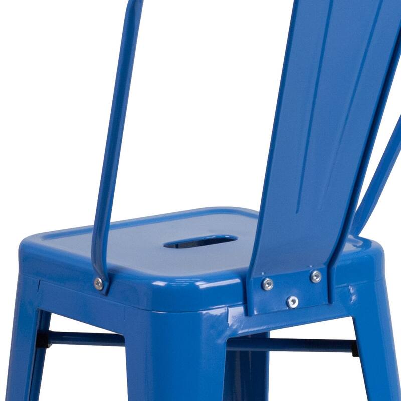 24'' High Metal Indoor-Outdoor Counter Height Stool with Back